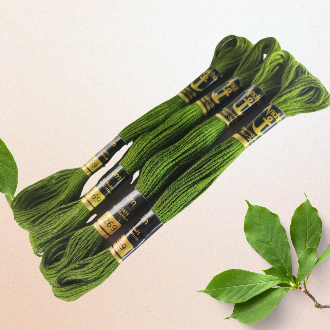Anchor Embroidery Thread 0269 in dark green color