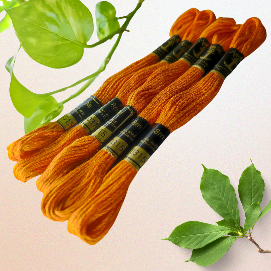 Vibrant bunch of Anchor Embroidery Thread 0351 in vibrant orange color