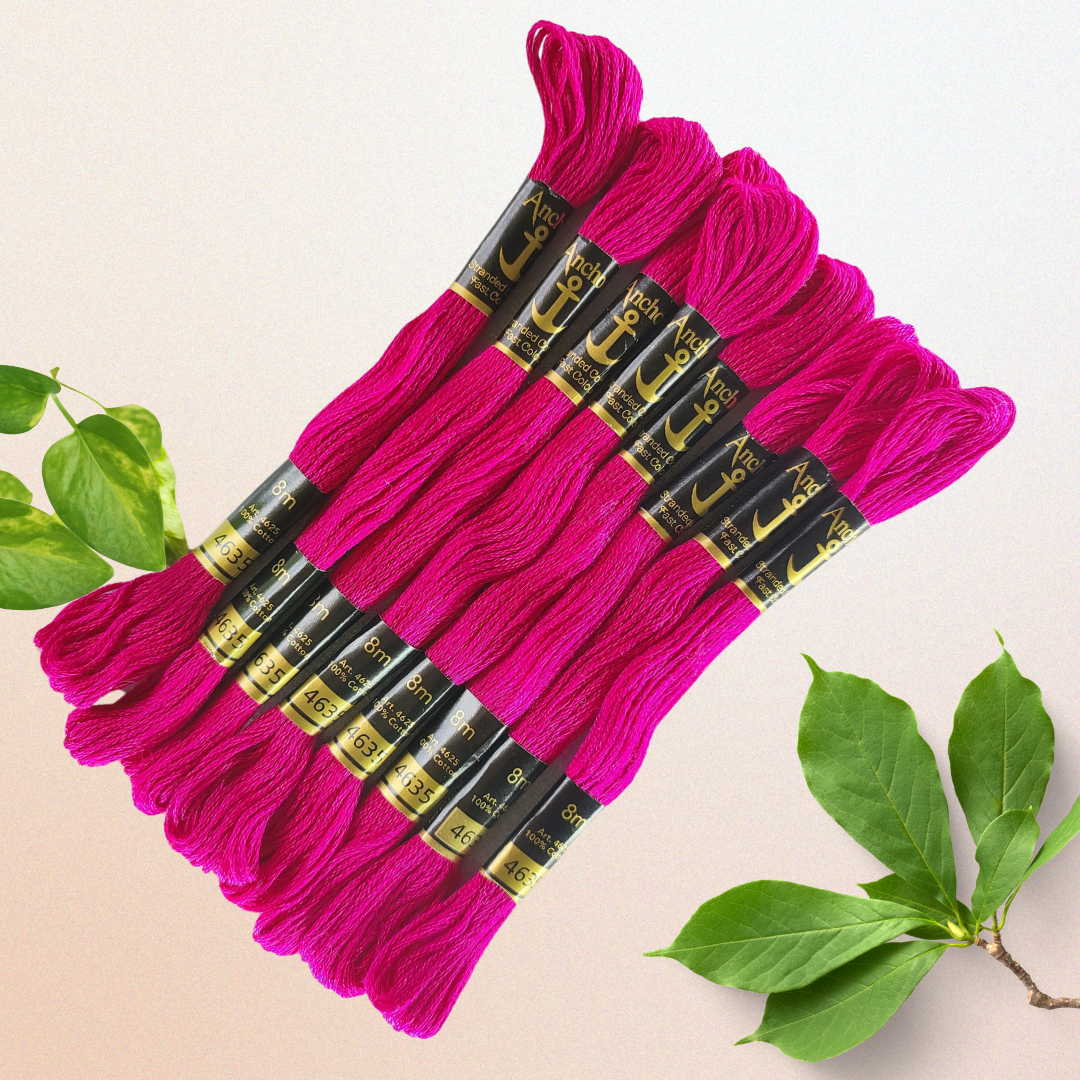 Vibrant bunch of Anchor Embroidery Thread 4635 in hot pink color