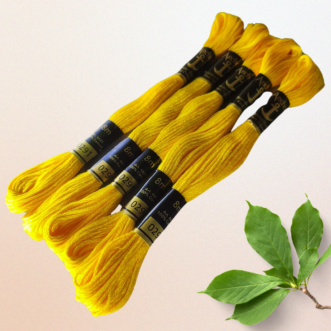 Vibrant bunch of Anchor Embroidery Thread 0291 in vibrant yellow color
