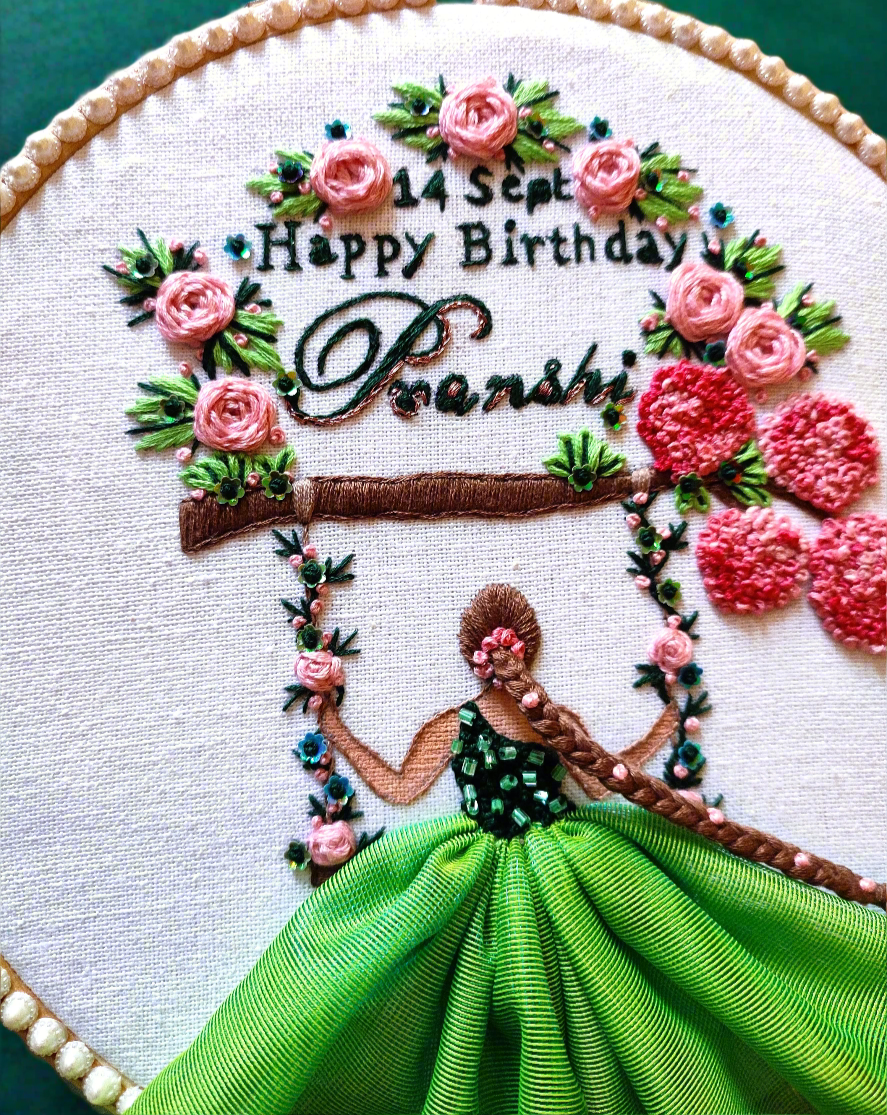Happy Birthday Girl Embroidery Hoop