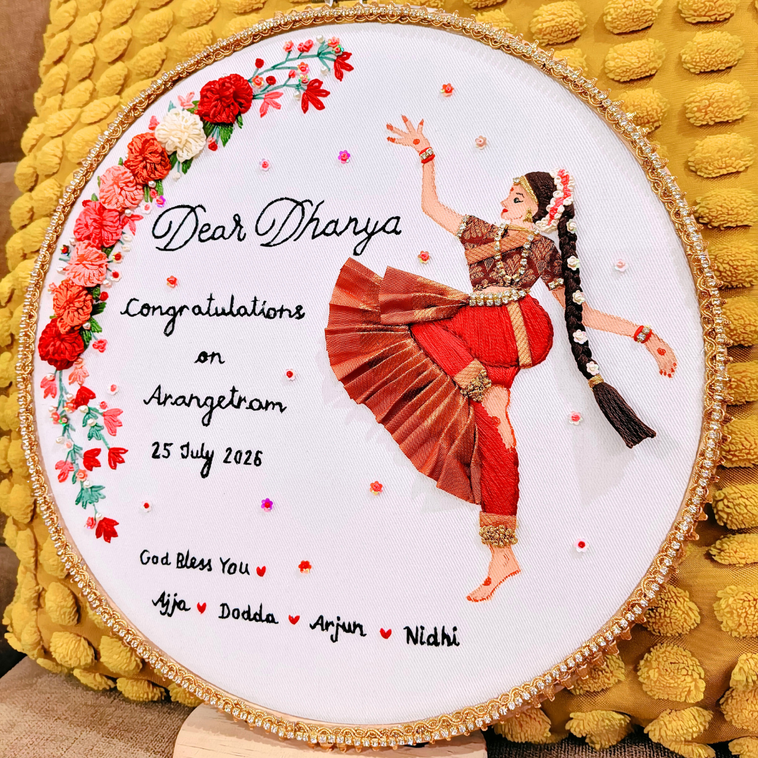 Bharatanatayam Embroidery Customized Art Gift for Special Events