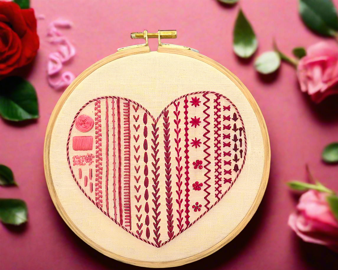 DIY Beginner Friendly Embroidery Stitches Learning Kit - Sew Some Red - SCEPOPDK002