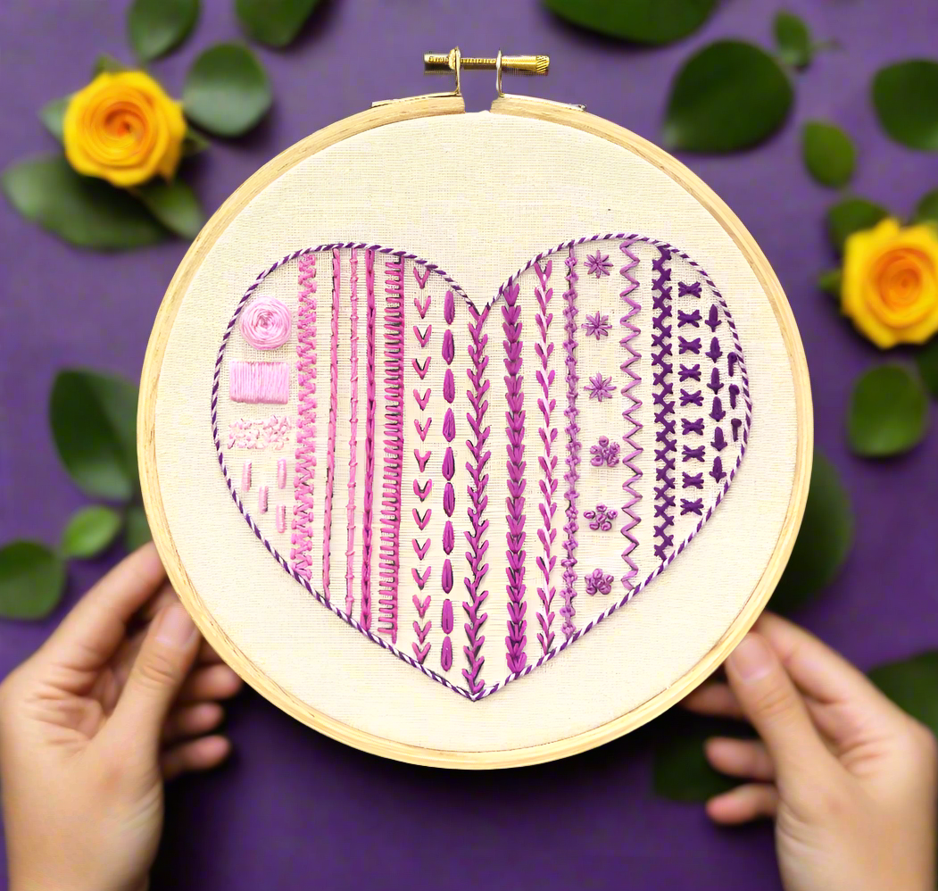 DIY Beginner Friendly Embroidery Stitches Learning Kit - Sew Some Purple