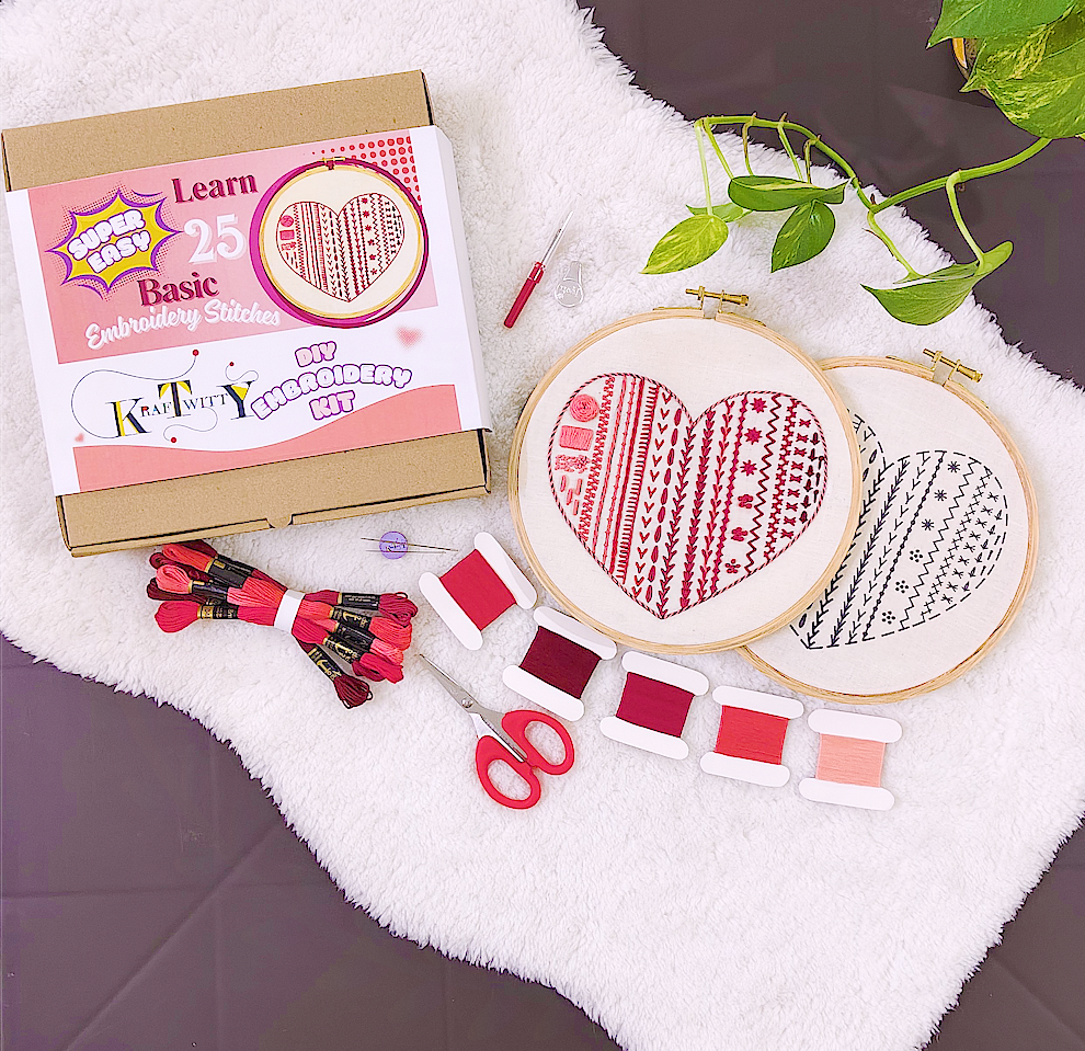DIY Beginner Friendly Embroidery Stitches Learning Kit - Sew Some Red - SCEPOPDK002