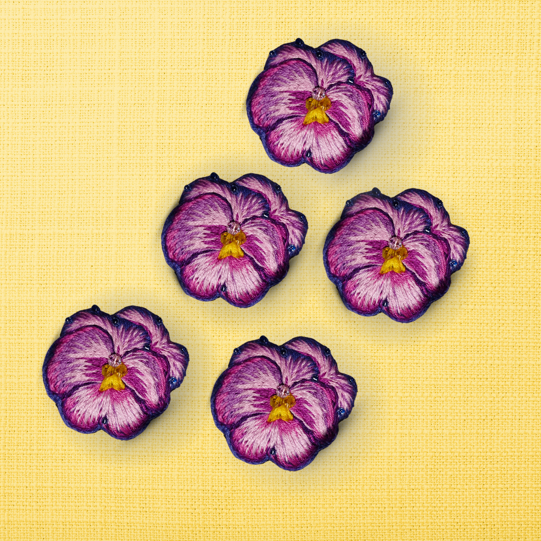Pansy Embroidered Brooch