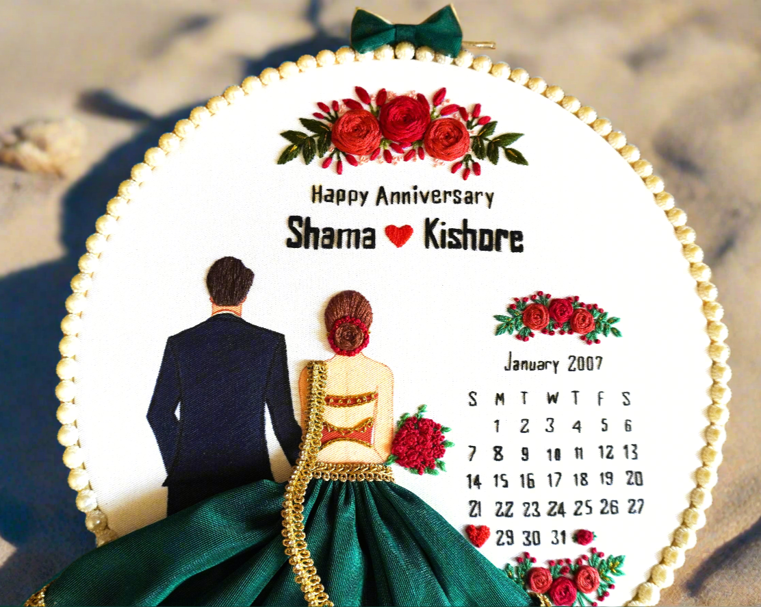 Personalized Wedding & Anniversary Embroidery Hoop Gift