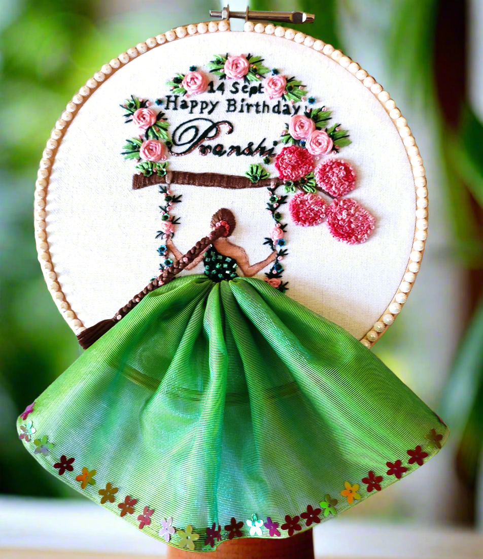 Happy Birthday Girl Embroidery Hoop