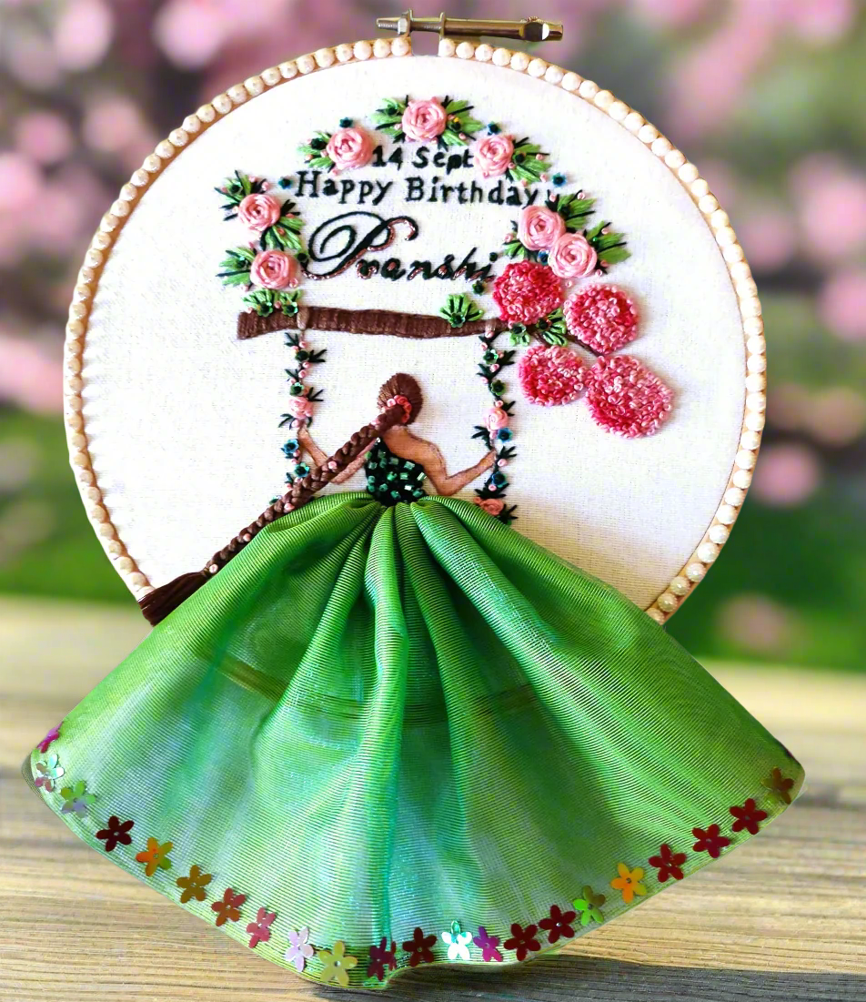 Happy Birthday Girl Embroidery Hoop