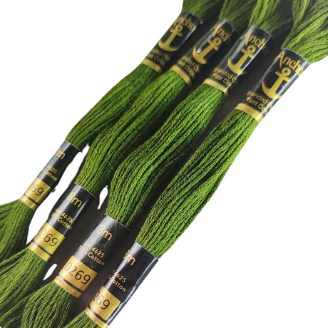 Anchor Embroidery Thread 0269 in dark green color