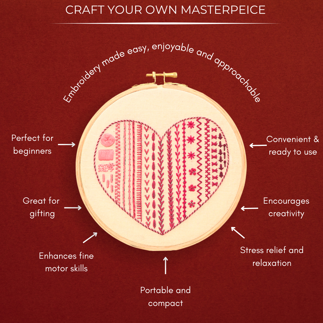 DIY Beginner Friendly Embroidery Stitches Learning Kit - Sew Some Red - SCEPOPDK002