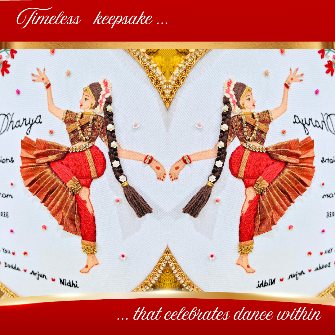 Bharatanatayam Embroidery Customized Art Gift for Special Events