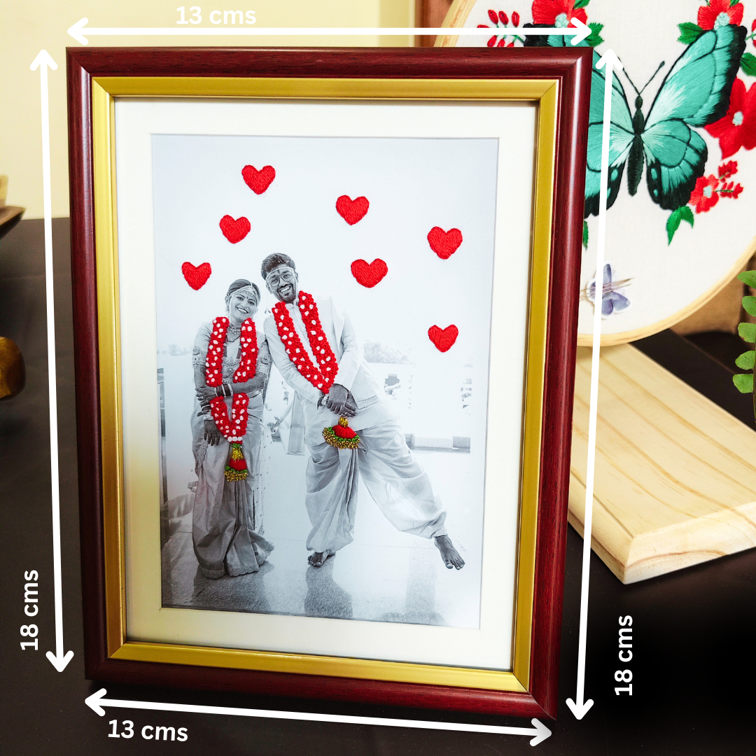 Customizable Embroidered Wedding Photo with Frame